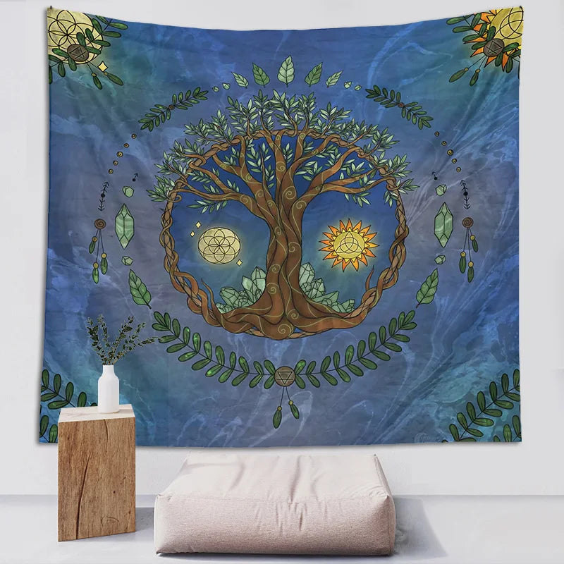 Decobites Tree Life Tapestry Altar Tablecloth Wall Hanging Room Decor Oracle Witchcraft Moon Sun