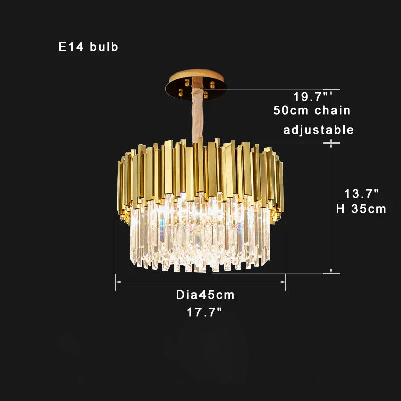 DecorBites™ Gold K9 Crystal Ceiling Chandelier, Dimmable Luxury Living Room Bedroom Lighting