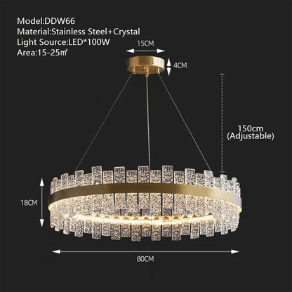DecorBites™ Crystal LED Chandelier: Gold/Black Luxury Pendant Lighting for Home