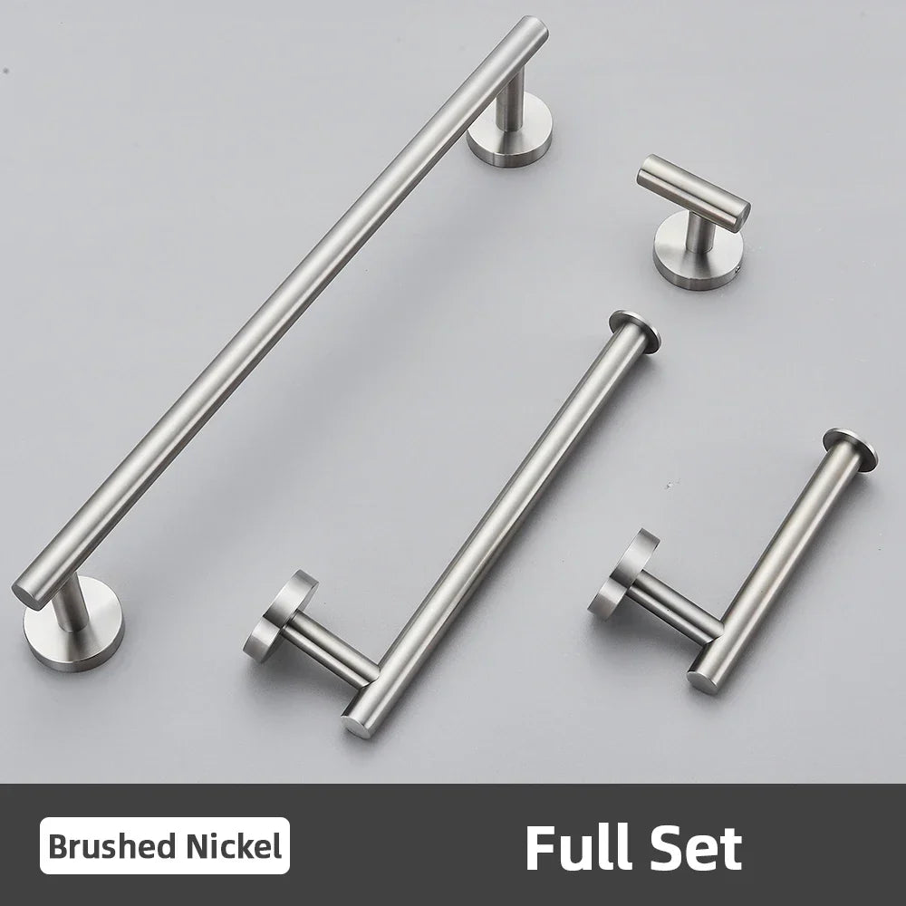 DecorBites™ Brushed Gold Bathroom Accessories Set: Towel Rail, Paper Holder, Hook, Stainless Steel