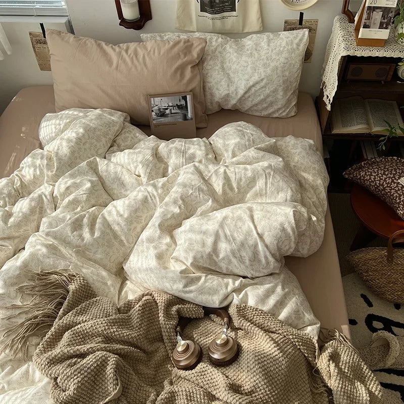 DecorBites™ Cartoon Pattern Printed Cotton Bedding Set with Pillowcase