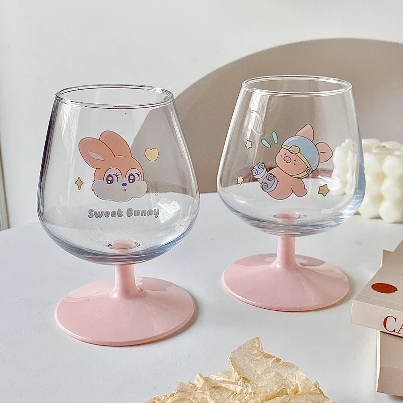 Decorbites™ Cáliz de cristal Kawaii Rabbit: Vaso de jugo lindo para niñas