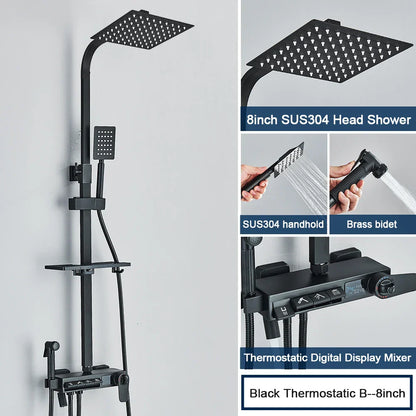 DecorBites™ Digital Display Shower System with Thermostatic Control and Tub Spout