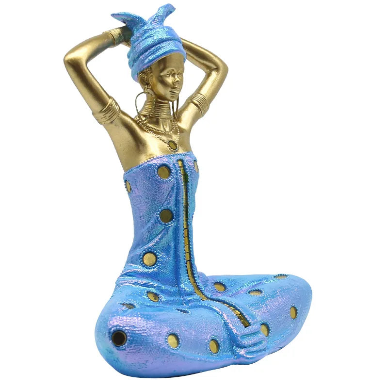 Decorbites™ Estatua Femenina Dorada en Estilo Tribal Africano Retrato Escultura Decoración para el Hogar