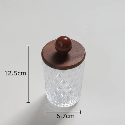 Decorbites™ Bunte Keramik-Kugeln-Glasdose mit Walnussholzdeckel für die Aufbewahrung von Ohrringen & Schmuck