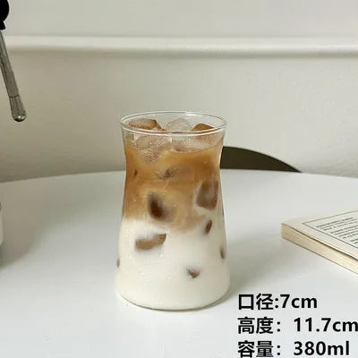 Taza de vidrio DecorBites™ para café con leche helado, apta para bebidas frías y calientes