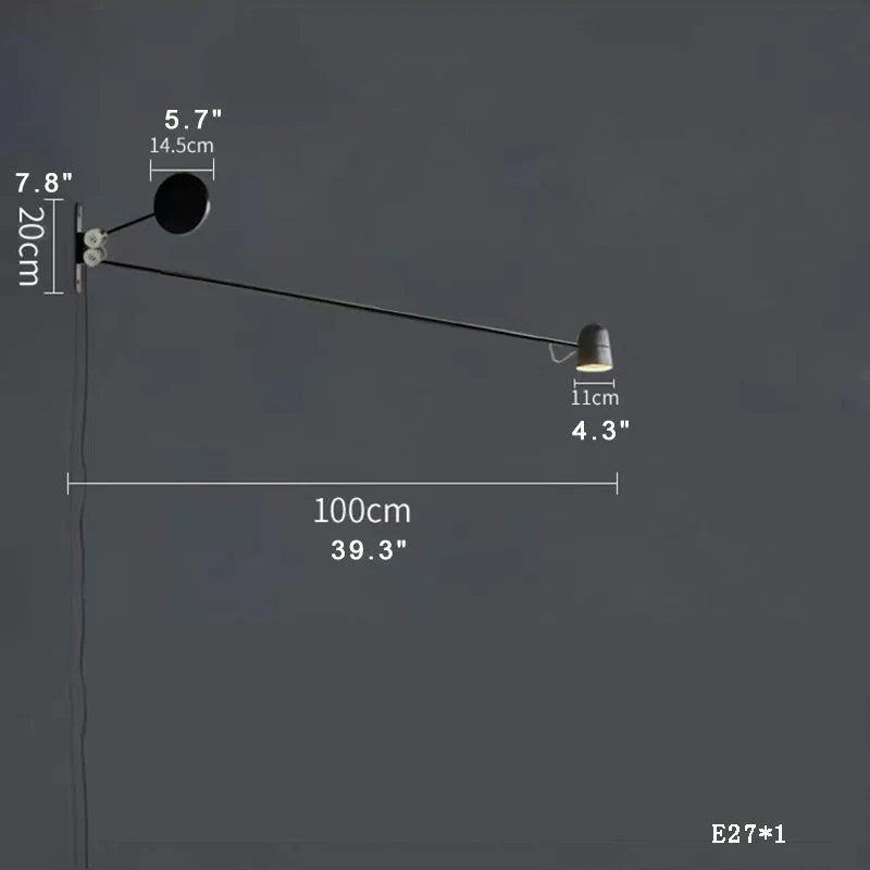 ديكوربايتس™ - مصباح حائط LED قابل للتعديل بذراع متأرجح باللونين الأحمر والأسود - إضاءة عصرية