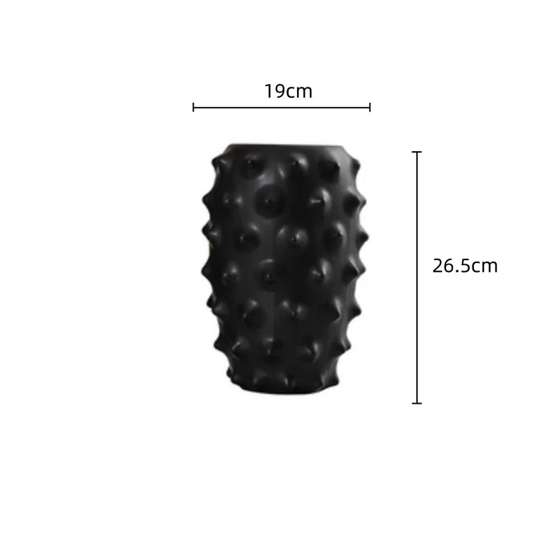 DecorBites™ Black Ceramic Flower Vase Sea Cucumber Pineapple Design Unique Home Decor