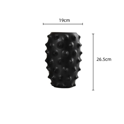 DecorBites™ Black Ceramic Flower Vase Sea Cucumber Pineapple Design Unique Home Decor