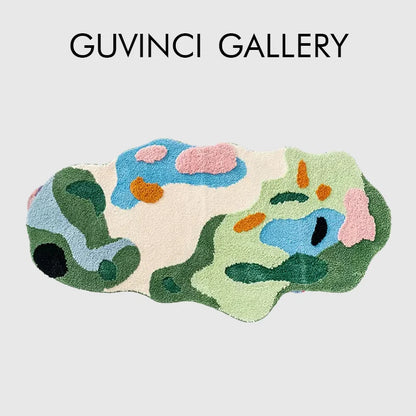 Alfombra DecorBites™ Luxe 3D de musgo tejida a mano - Alfombra irregular para habitación infantil