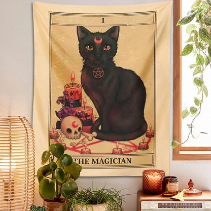 Decobites Magic Cat Moon Tapestry Wall Hanging for Mysterious Home Decor