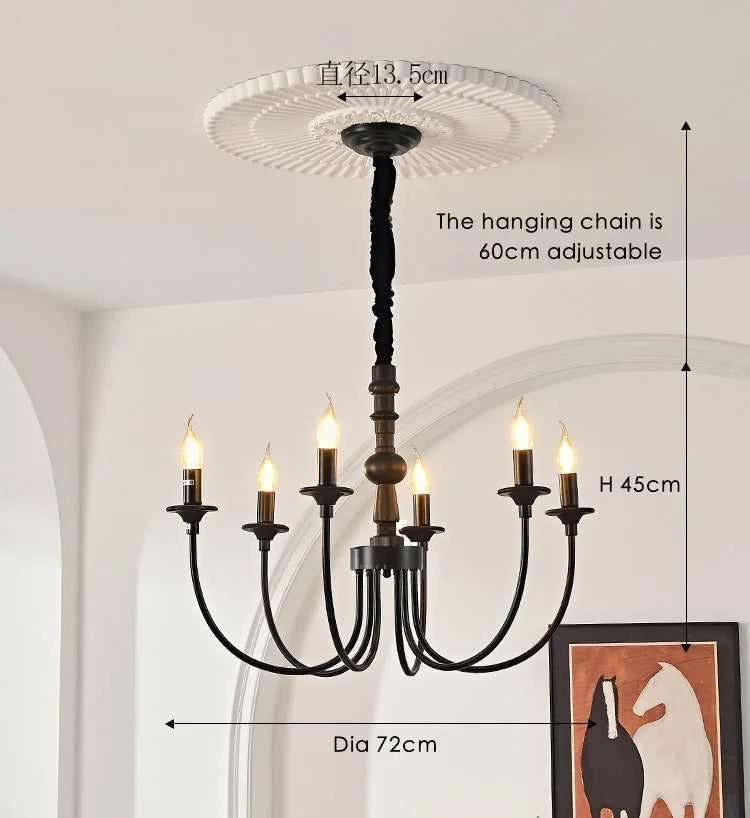 DecorBites™ Black Metal Chandelier 8 Heads Pendant Lights for Home Decor