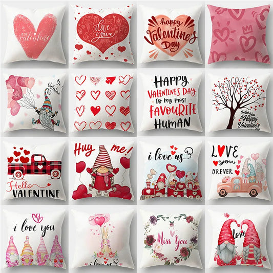 DecorBites™ Love Heart Print Pillow Covers 45x45cm Home Decor Sofa Cushion Case