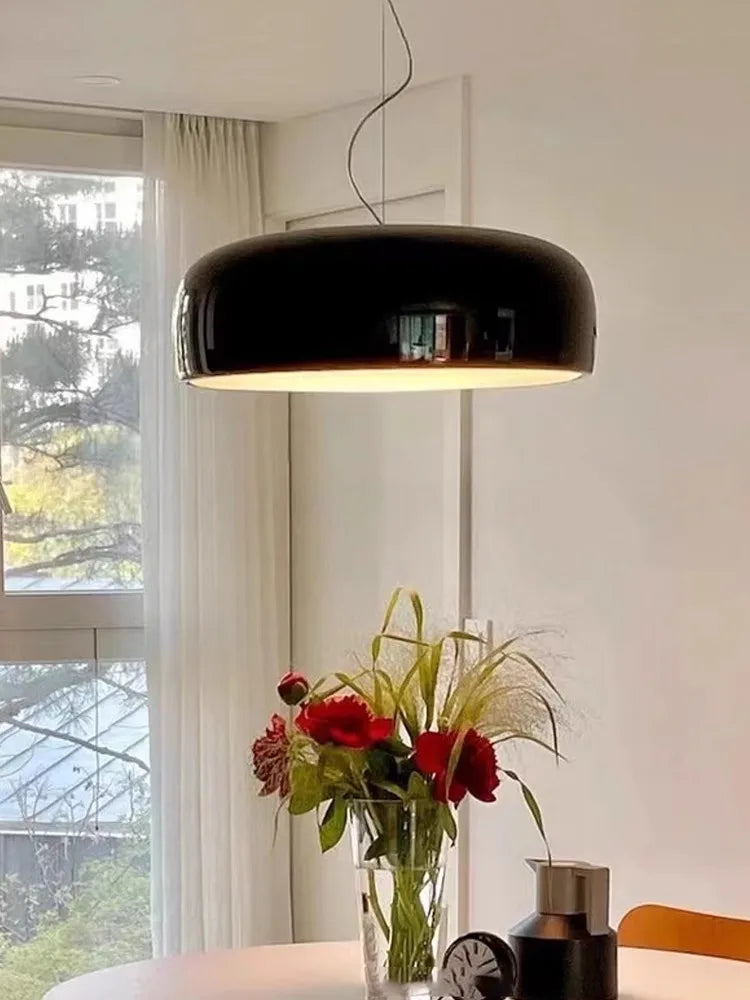 Lámpara de techo LED redonda minimalista italiana DecorBites™ en blanco y negro para dormitorio