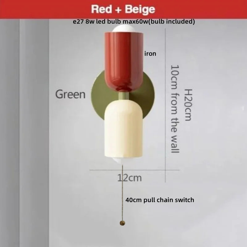 DecorBites™ LED Wall Lights Colorful Iron Double Heads Modern Bedside Lamp