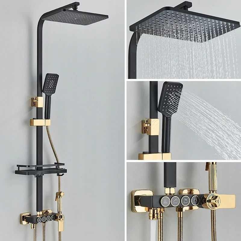 DecorBites™ Digital Display Thermostatic Shower Faucet Set with Rain Shower Head