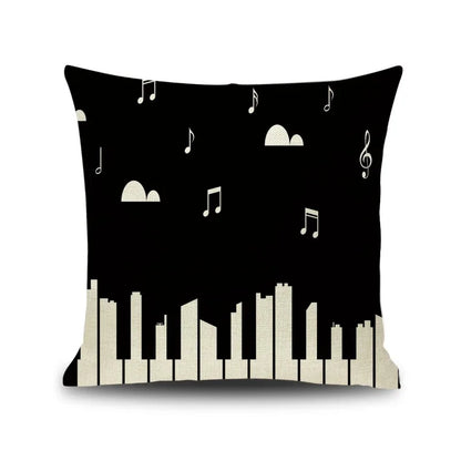 DecorBites™ Letter Notes Piano Graphic Print Linen Pillowcase 45x45cm Living Room Decor