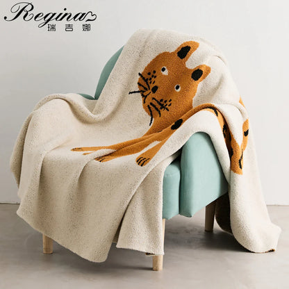 DecorBites™ Kawaii Cat Jacquard Knitted Blanket