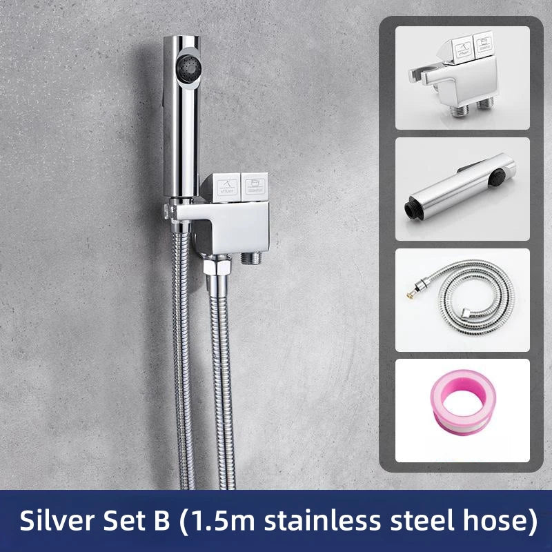 مجموعة مسدس رش بيديه نحاسي من DecorBites™ لتنظيف الحمام الصحي