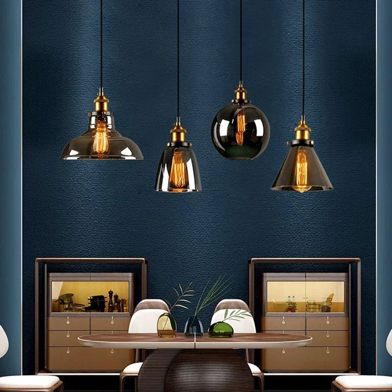 Decorbites™ Bernsteinfarbenes Vintage-Glas-Pendant-Licht für elegante Esszimmer-Dekoration