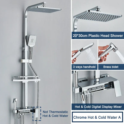 DecorBites™ Digital Display Shower System with Thermostatic Control and Tub Spout