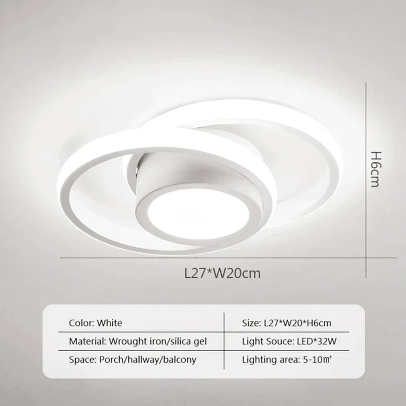 Lámpara de techo LED cuadrada negra DecorBites™: Iluminación moderna para pasillos, vestidores y balcones.