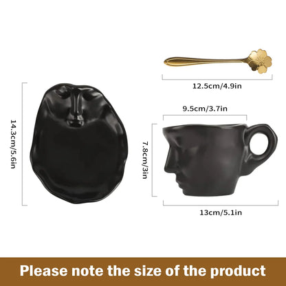 DecorBites™ Ceramic Kissing Couple Tea Cup Set with Saucer and Spoon