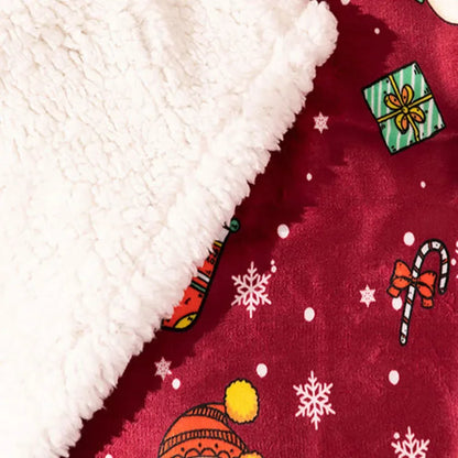 Decobites Santa Claus Flannel Blanket: Soft Lambswool Warmth Throw for Christmas Home Decor