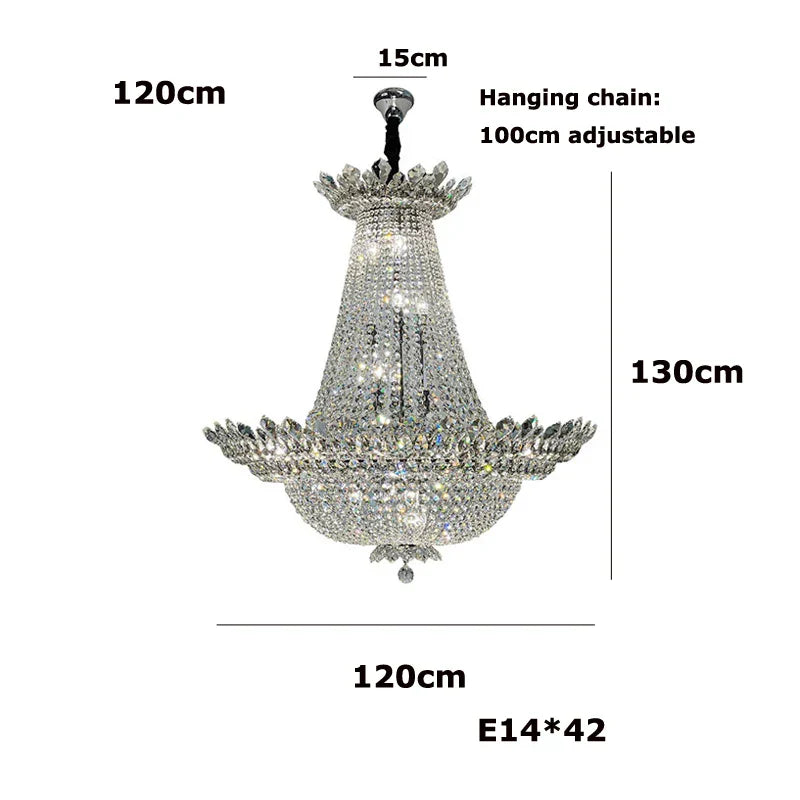 Crystal Gold Ceiling Chandelier 150cm Gold Hardware