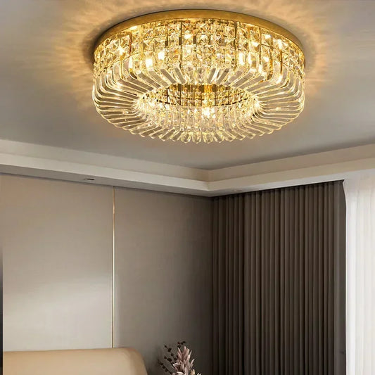 DecorBites™ Gold Crystal Ceiling Chandelier - Modern LED Pendant Lighting for Living & Dining Room