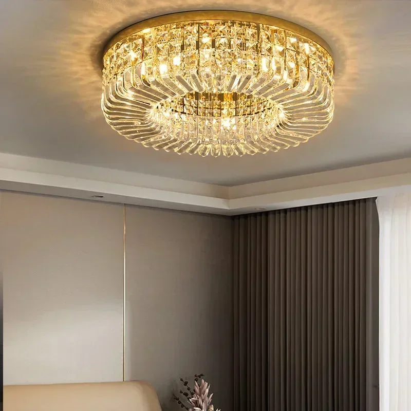 Gold Crystal LED Chandelier Ceiling 50cm