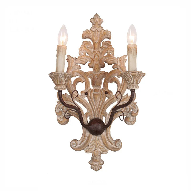 DecorBites™ Elegant Solid Wood Carving Antique Wall Lamp for Home Decor