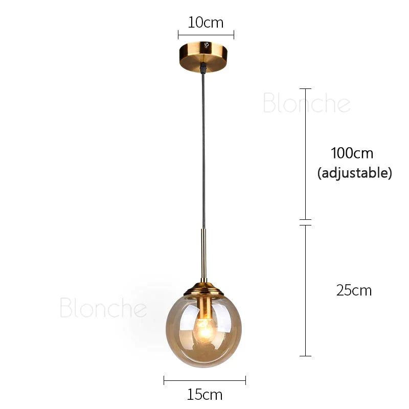 DecorBites™ Glass Ball Pendant Lights - 15cm Modern Gold Hanging Lamps for Home Decor