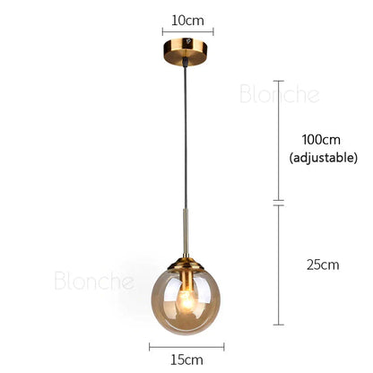 DecorBites™ Glass Ball Pendant Lights - 15cm Modern Gold Hanging Lamps for Home Decor