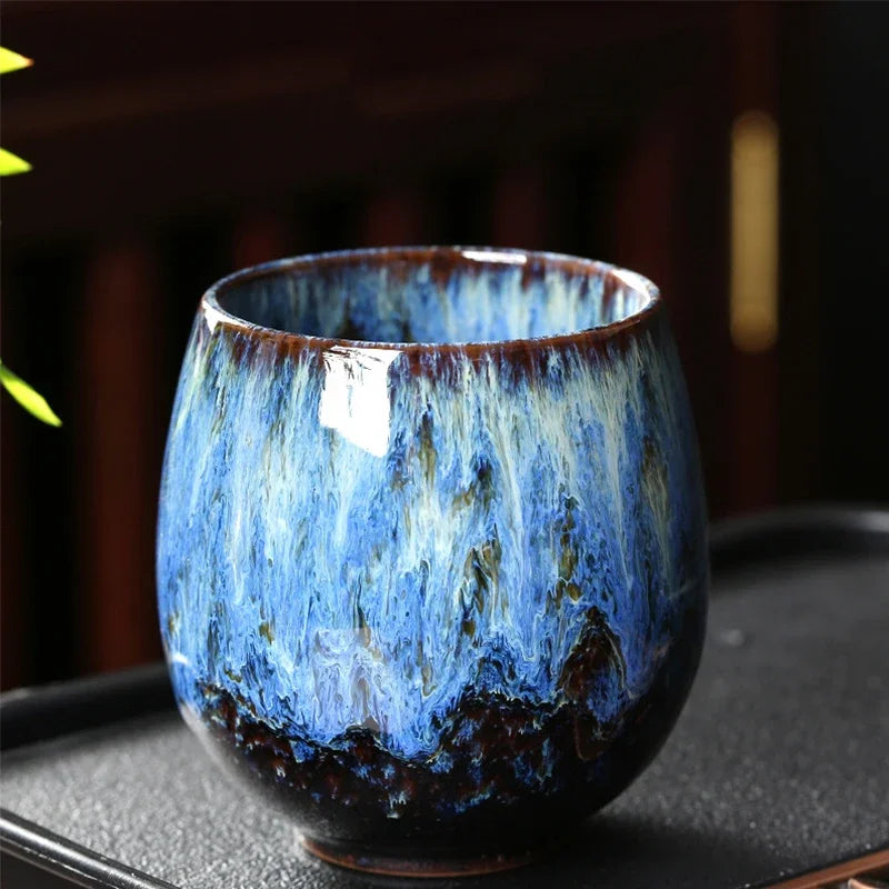 DecorBites™ Chinese Kiln Ceramic Coffee Cup Set, 250ml, Elegant Kung Fu Teacup Pottery Handmade