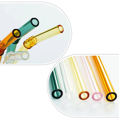 DecorBites™ Glass Straws Set - Eco-Friendly Reusable Colorful Drinking Tubes