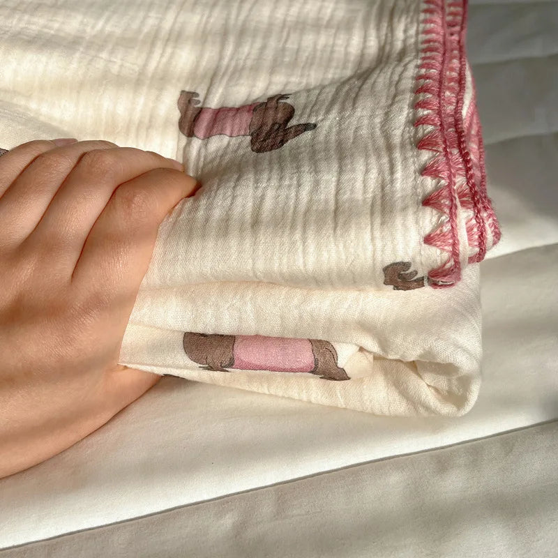 DecorBites™ Korean Cotton Cartoon Blanket for Travel & Home - Kids, Adults