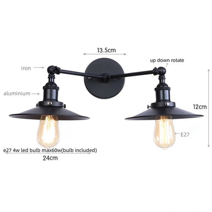 DecorBites™ Dual Head LED Wall Light Pink Industrial Bedside Lamp