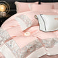 Decobites Luxury Rose Butterfly Embroidery Bedding Set 4Pcs