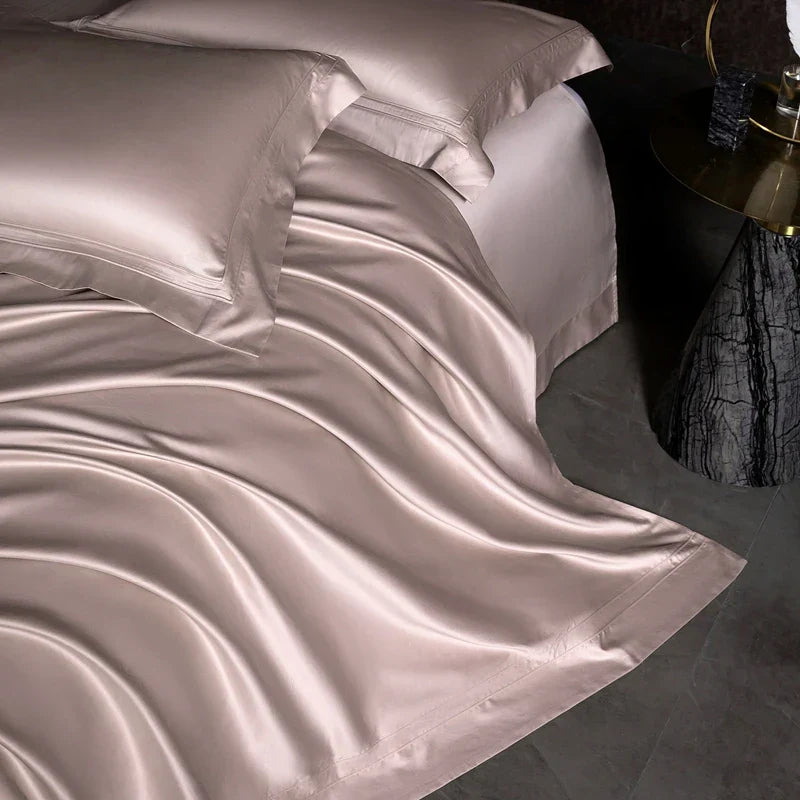 Decobites Satin 1400TC Egyptian Cotton Bedding Set - Duvet Cover, Bed Sheet, Fitted Sheet, Pillowcases