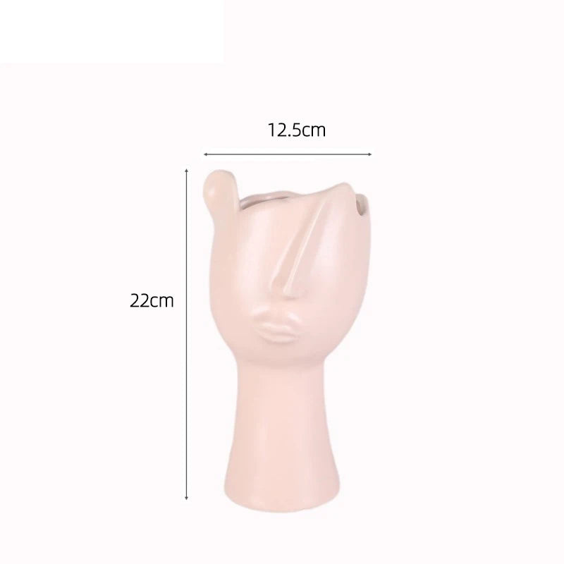 DecorBites™ Abstract Face Ceramic Vase for Table Flowers Decoration
