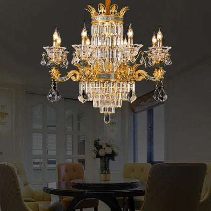 Lámpara de araña de cristal de lujo DecorBites™: Elegante candelabro de cobre para salón y comedor