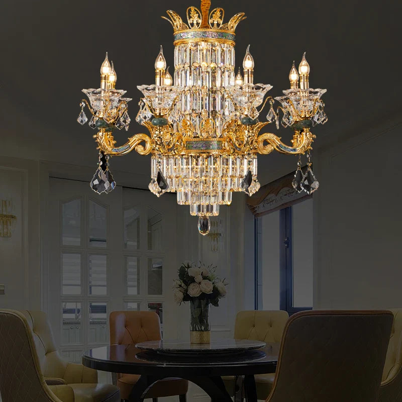 Copper Crystal Chandelier 34-Head D163cm