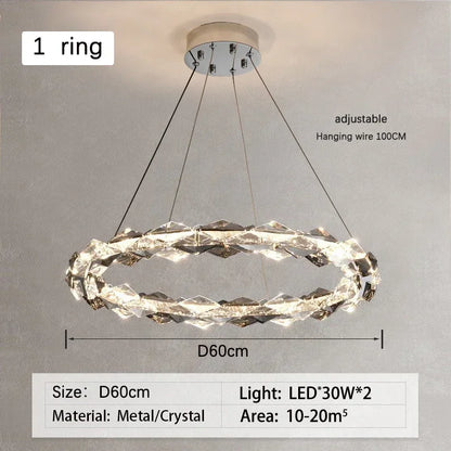 DecorBites™ Crystal Ring Chandelier: Modern Dimmable LED Ceiling Fixture