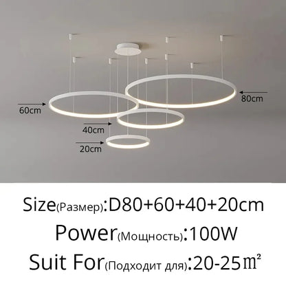 DecorBites™ Acrylic LED Ring Pendant Light Modern Minimalist Art Decor Chandelier