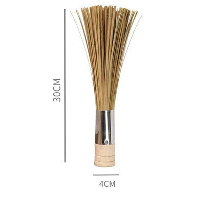 DecorBites™ Bamboo Kitchen Pot Brush with Long Handle for Green Cleaning