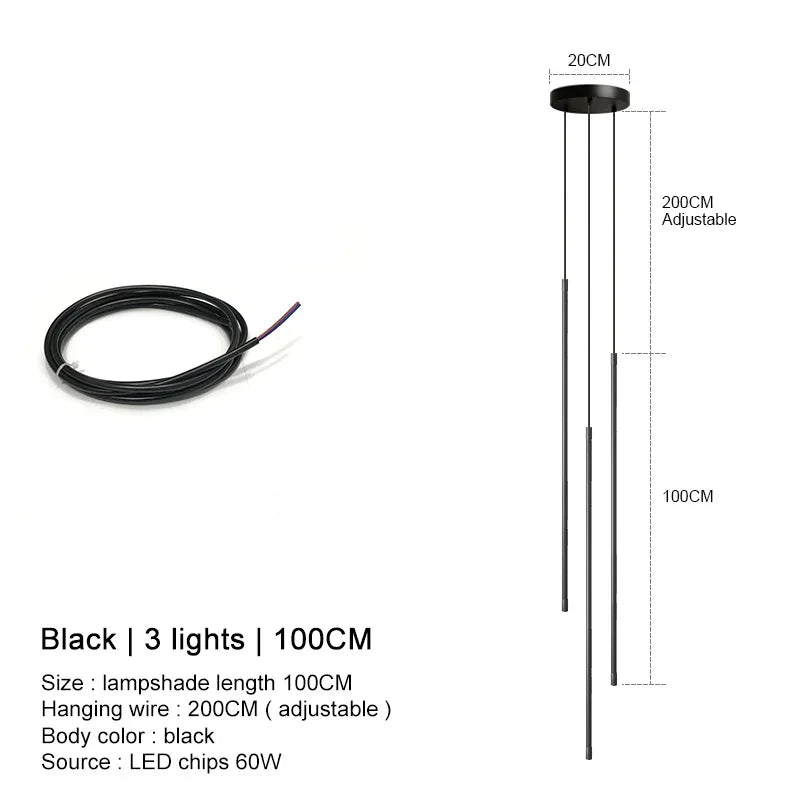 DecorBites™ Black LED Chandelier Pendant Lights for Dining Room and Bedroom