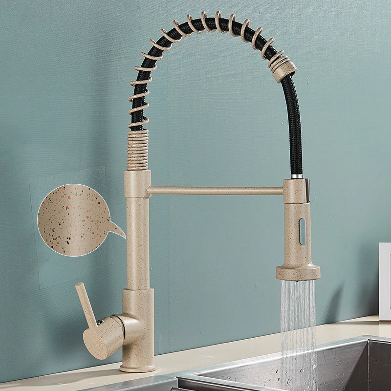 Brushed Gold Kitchen Faucet Pull Down