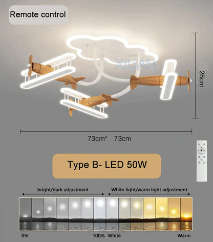 DecorBites™ Cartoon Plane Chandelier Light Kids Room Ceiling Lamp Remote Control