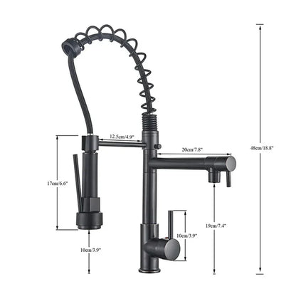 DecorBites™ LED Brushed Kitchen Faucet with Pull-Down Spring, Single Handle Swivel Spout